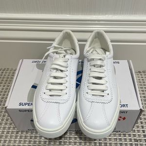 BRAND NEW Superga 2842 Club S Comfort Leather Sneakers in Full White Size 6